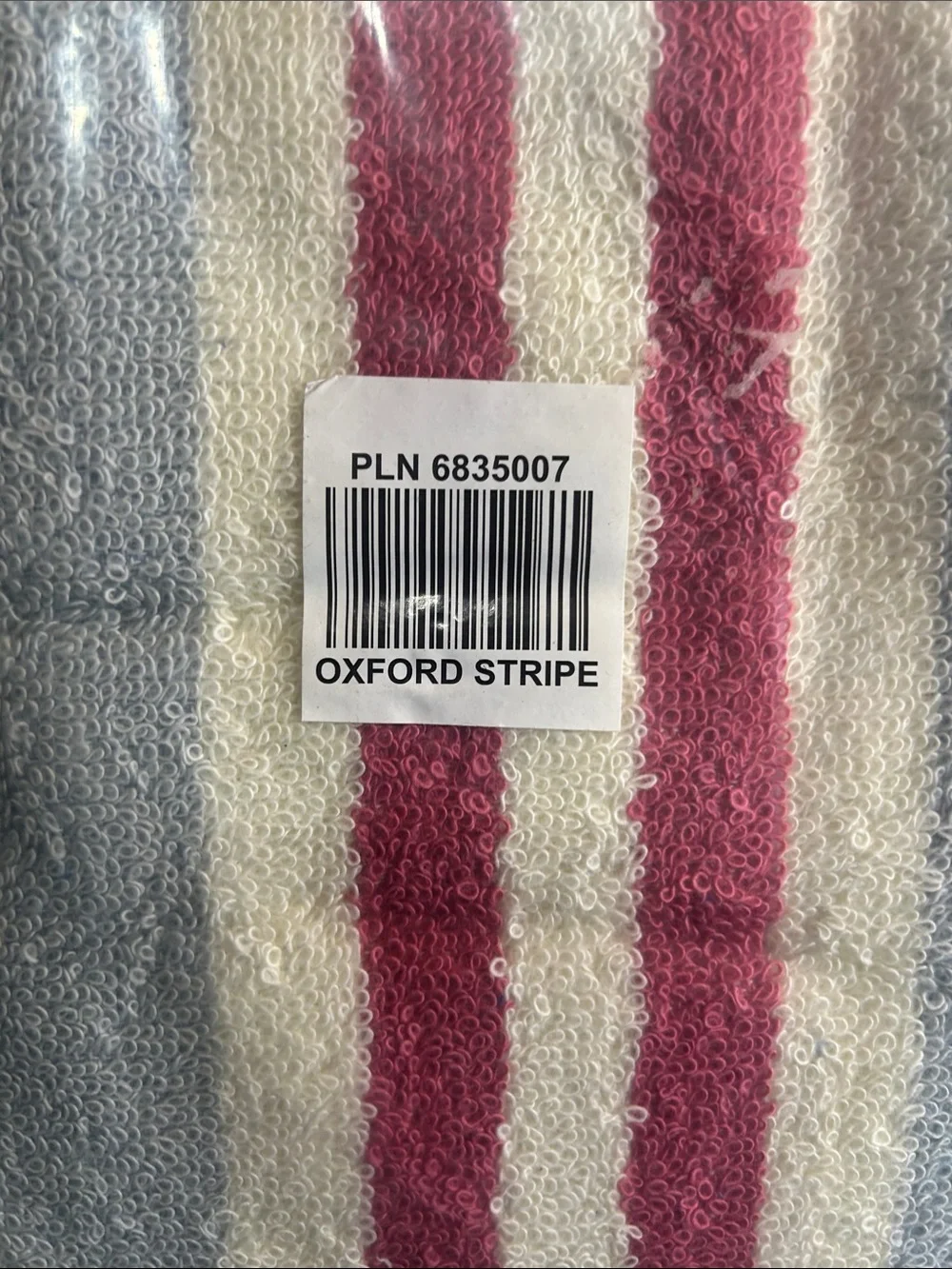 5 Sealed Oxford Stripe Blue, Gray & Pink Bath Towel - Home Bath